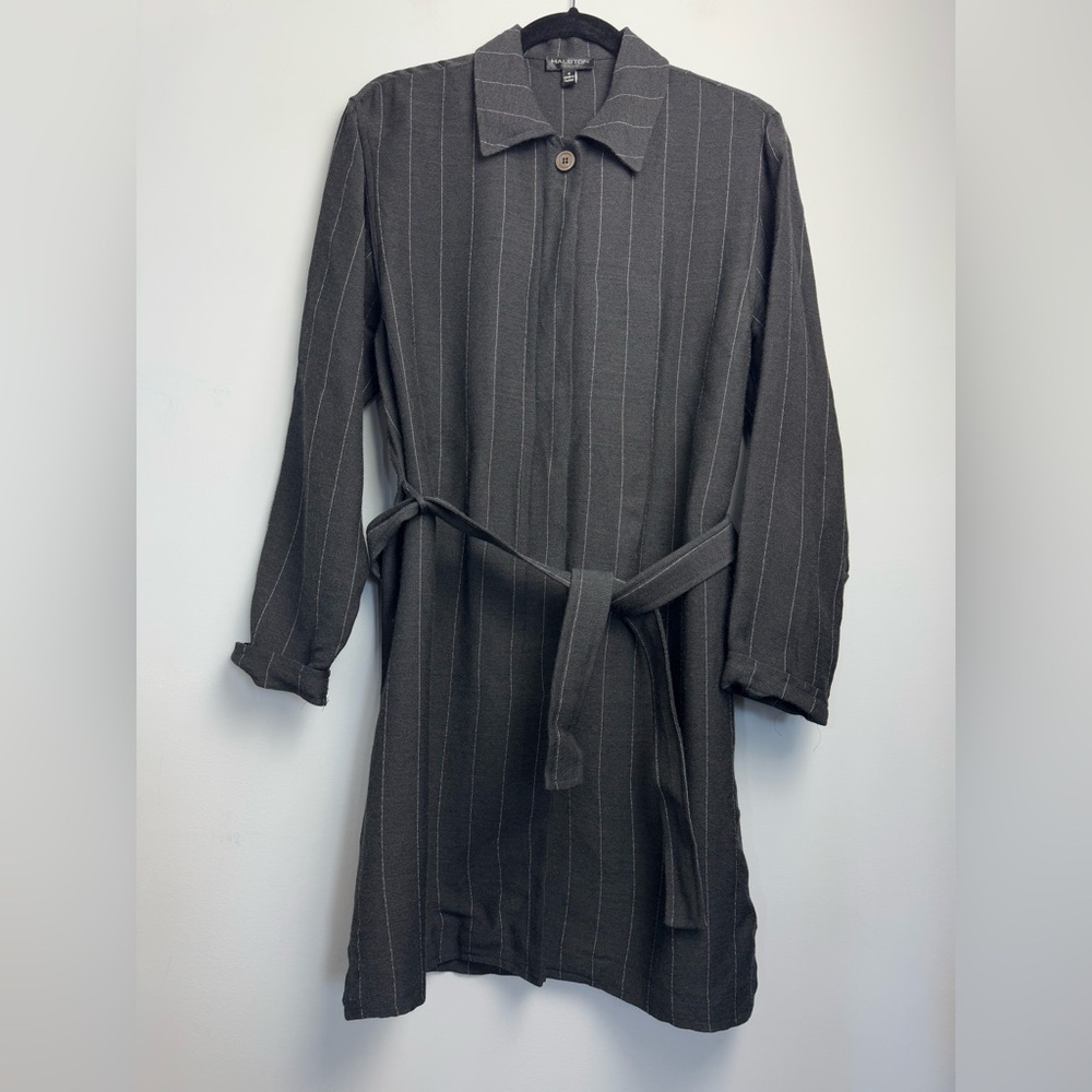 HALSTON Women’s Pinstripe Collared Button-Up Tunic Belted Dress size 6
